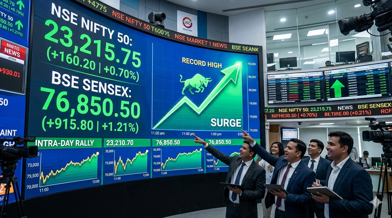 Nifty 50 Surges Past 23,200 as Sensex Rallies 900 Points
