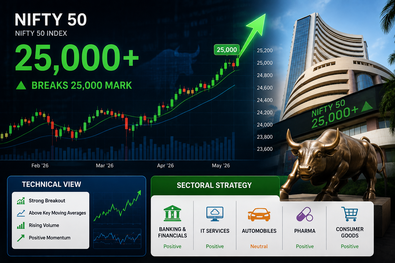 NIFTY 50 Breaks 25,000 Mark: Technical Analysis and Sectoral Strategy