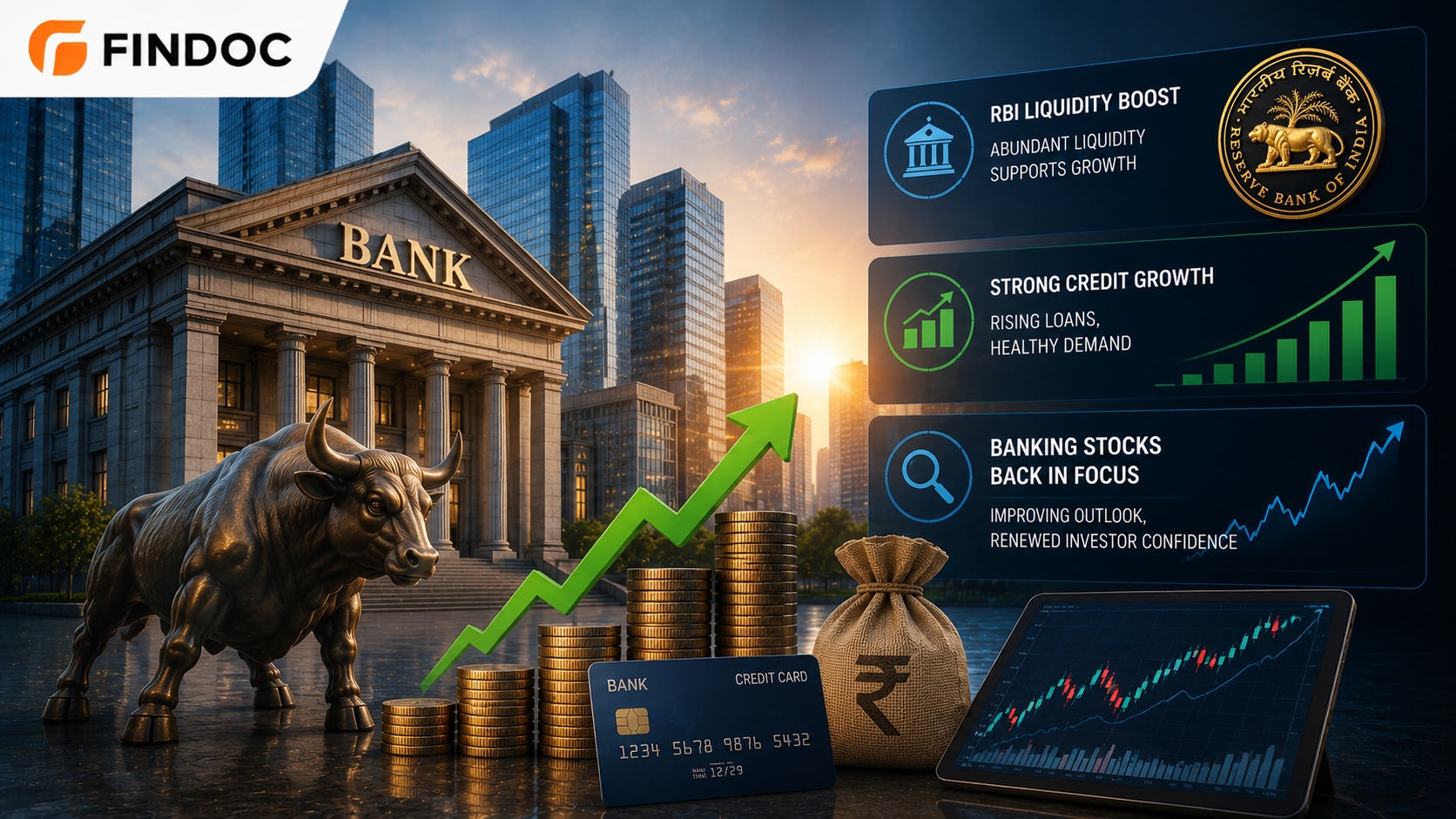 Banking stocks gain on RBI and credit growth