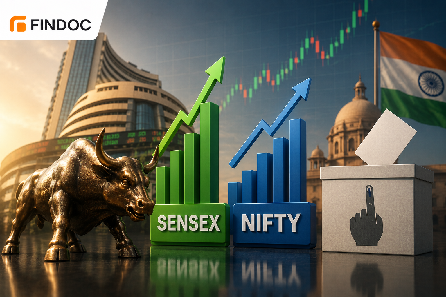 Sensex & Nifty Log Third Straight Gain Amid Polls