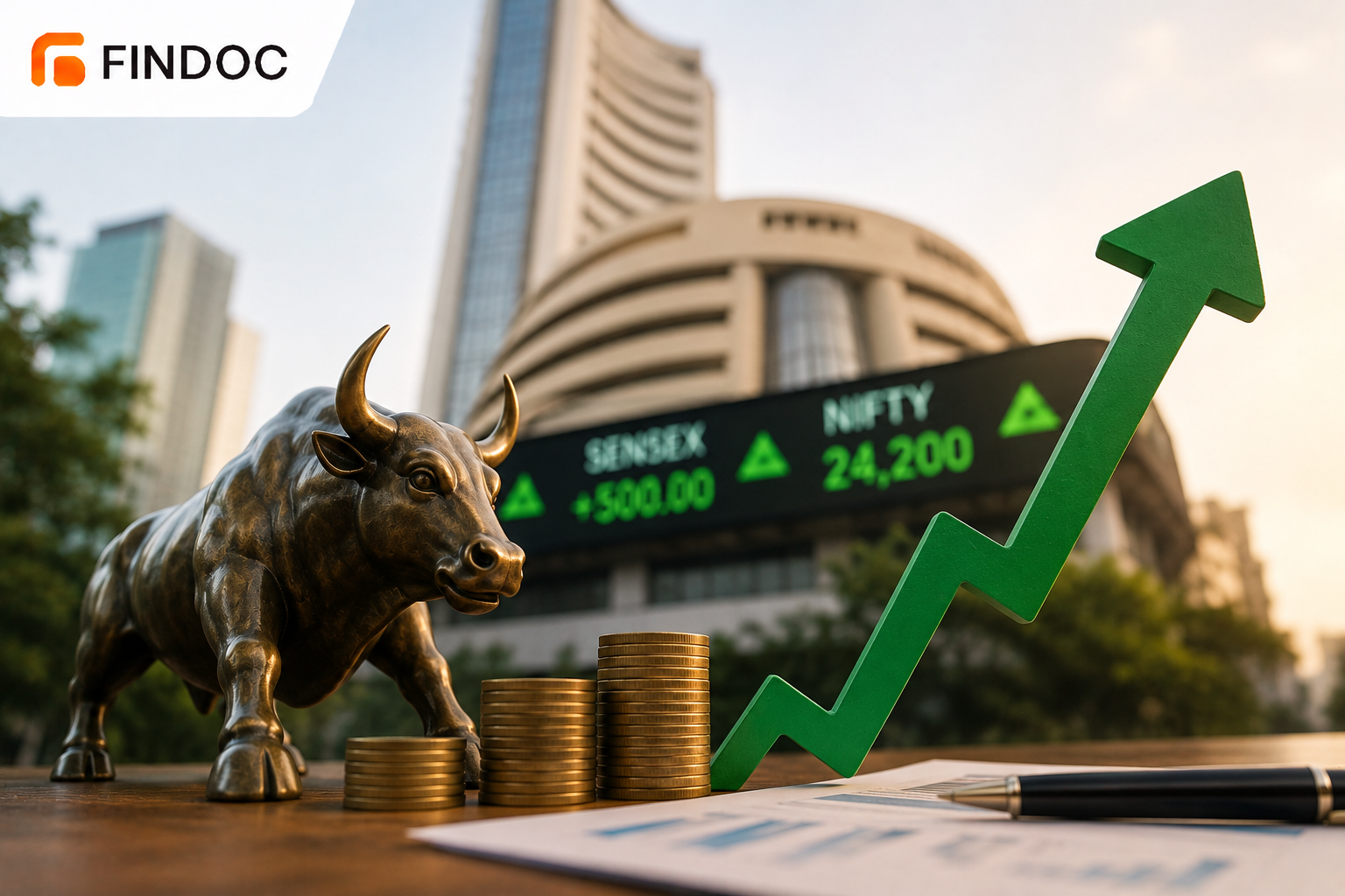 Sensex Rises 500 Points, Nifty Crosses 24,200 on Global Cues