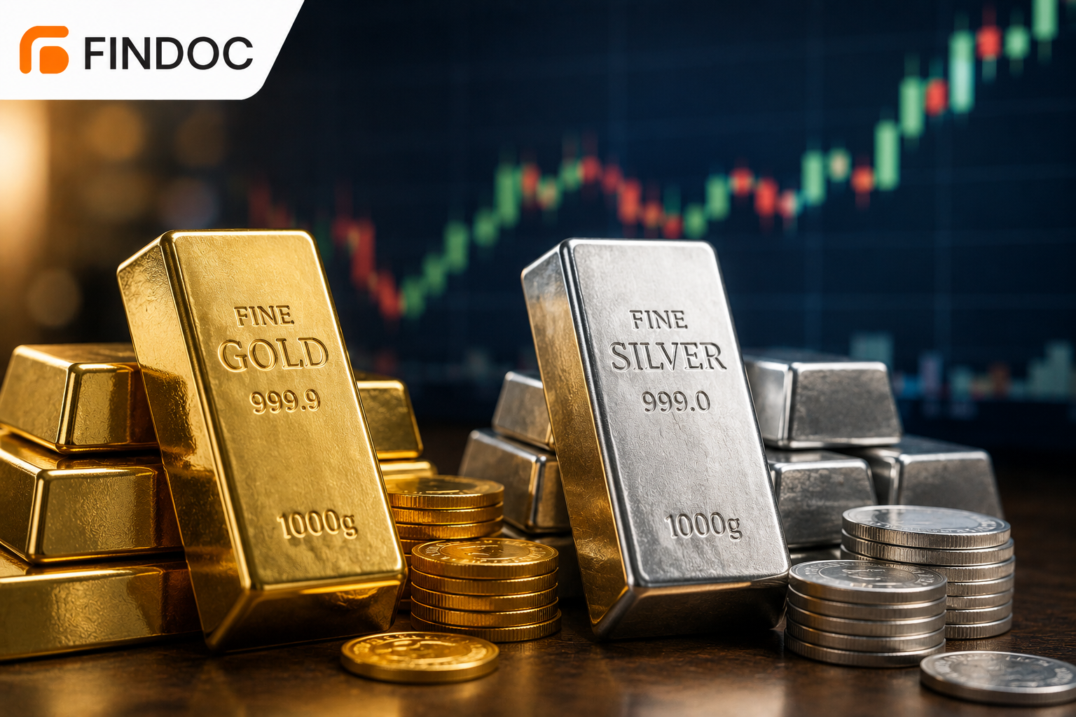 Gold and silver bars showing a market rebound