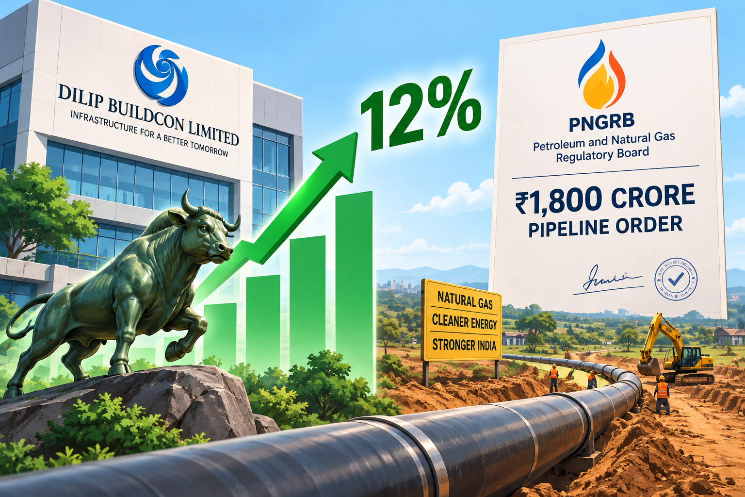 Dilip Buildcon Shares Surge on ₹1,800-Crore PNGRB Pipeline Order