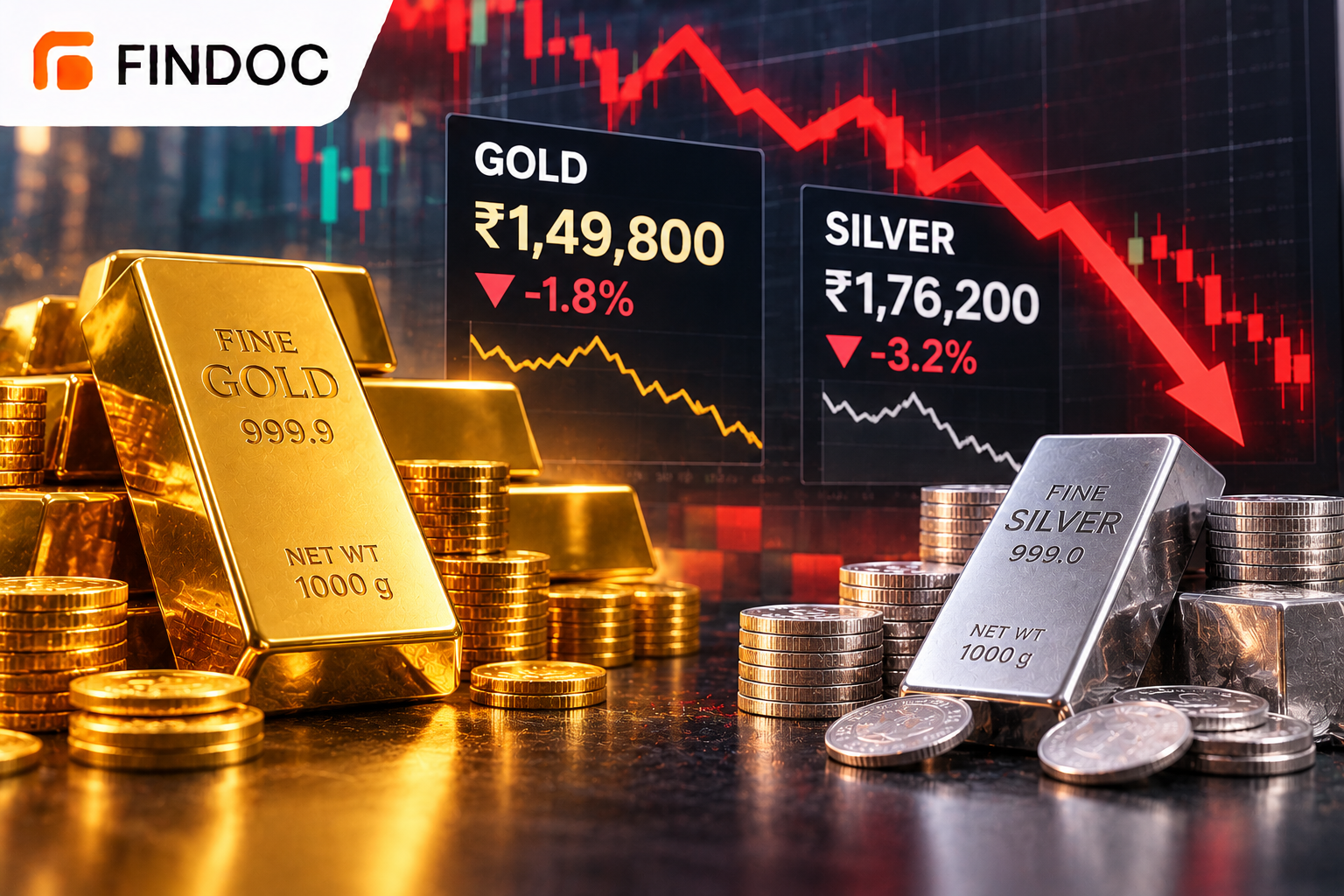 Gold Slips Below ₹1.50 Lakh as Silver Tumbles Too