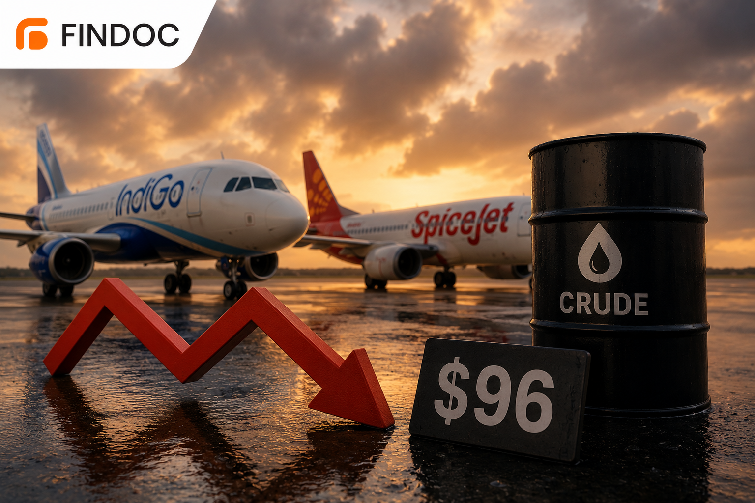 IndiGo, SpiceJet Fall for Second Day as Crude Nears $96