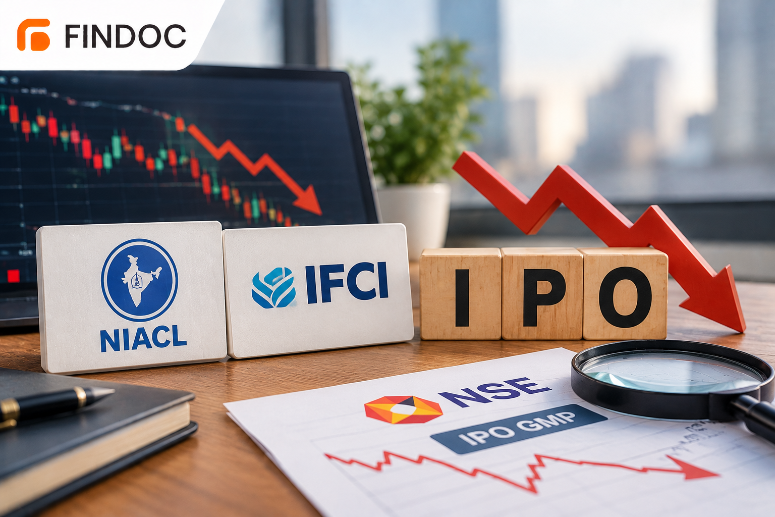 NIACL and IFCI shares fall as NSE IPO GMP slips