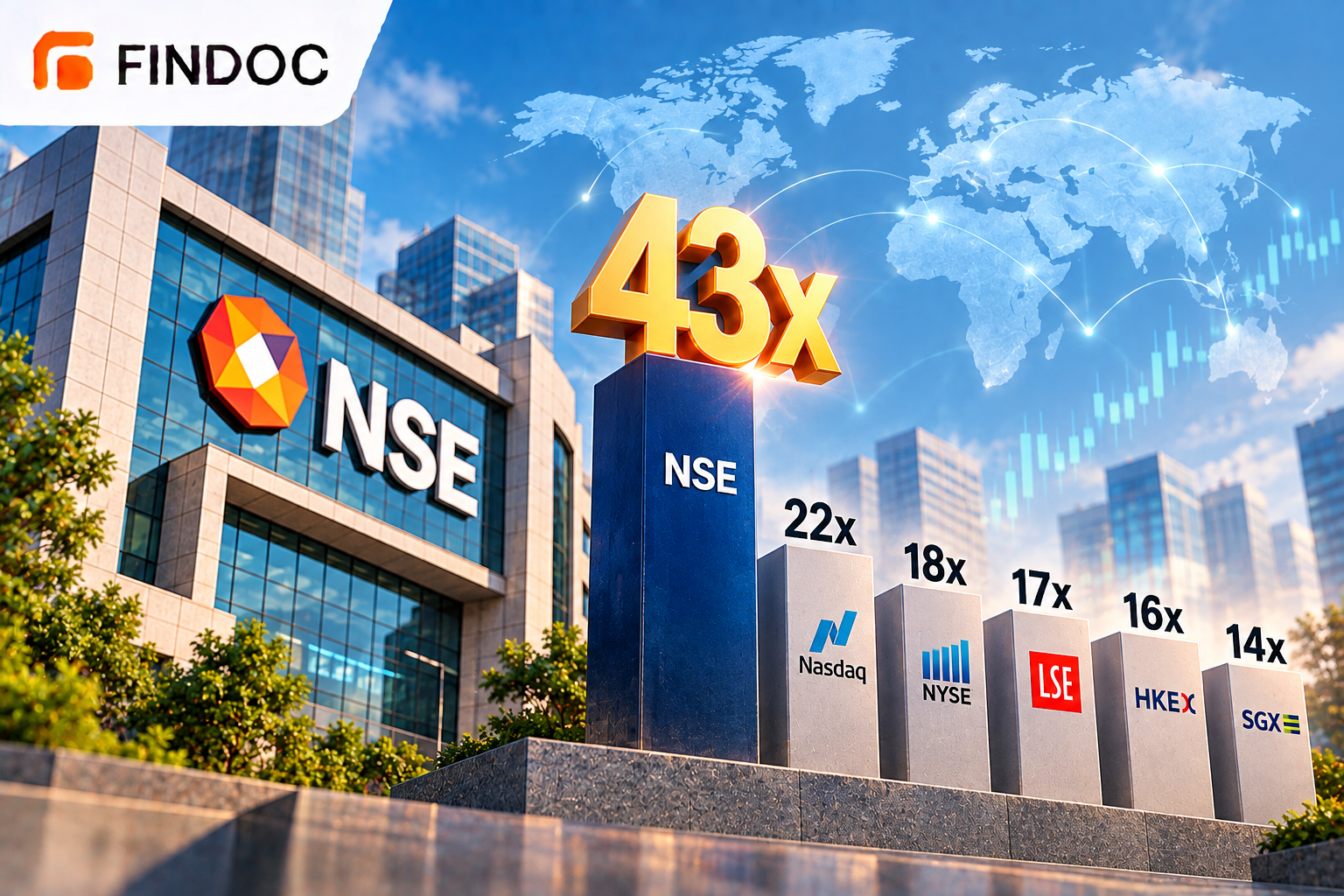 NSE Valued at 43x Earnings, Above Global Exchange Peers