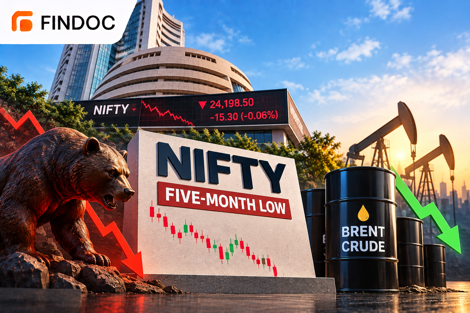 Nifty at Five-Month Low: Friday Opens Flat as Brent Crude Eases