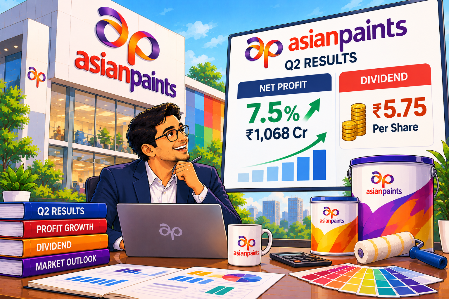 Asian Paints Q2 Profit Up 7.5% to ₹1,068 Cr; ₹5.75 Dividend Set