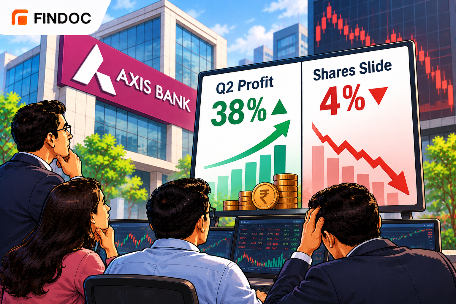 Axis Bank Q2 Profit Jumps 38% but Shares Slide 4% on Margin Dip