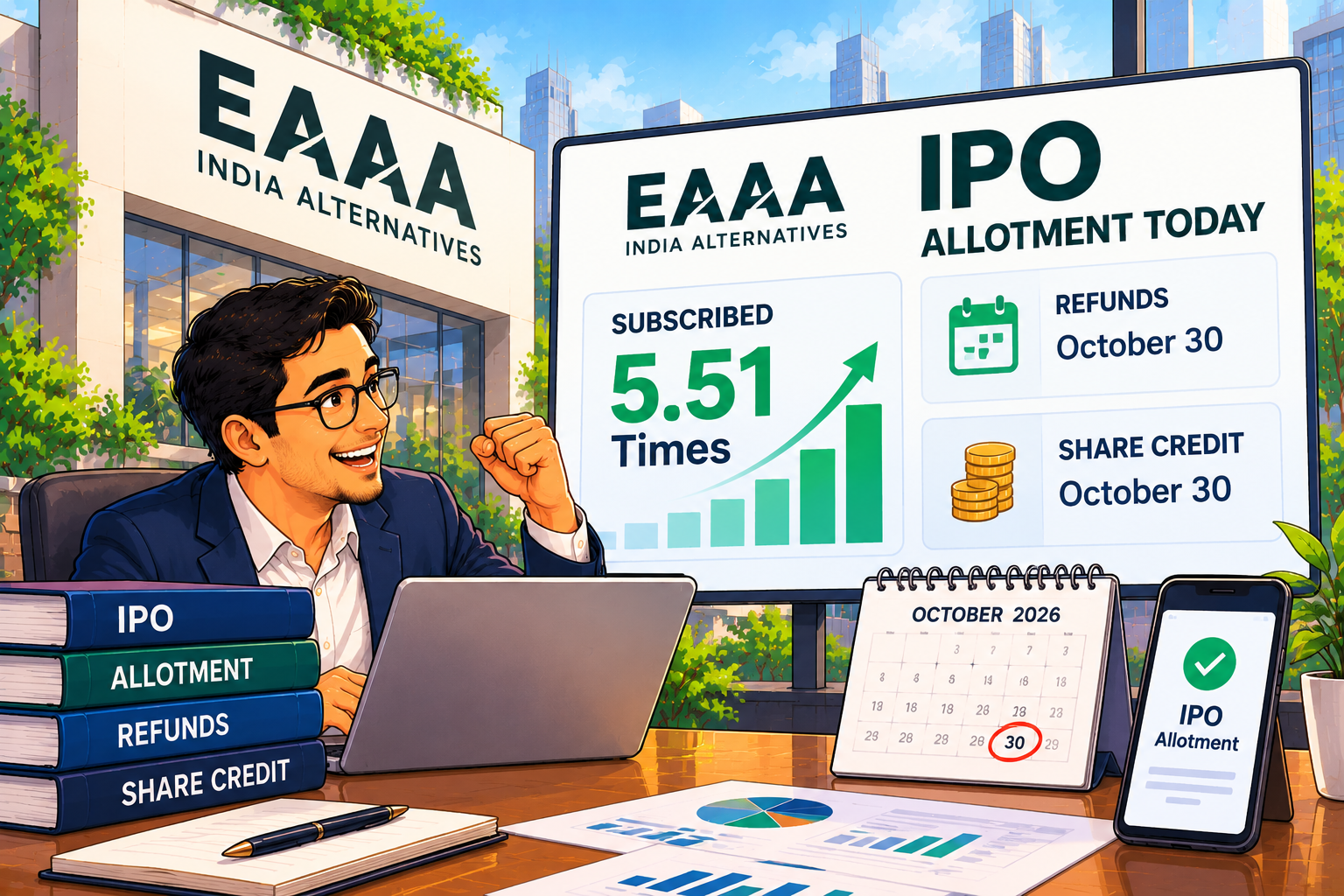 EAAA India Alternatives IPO Allotment Today: Subscribed 5.51 Times; Refunds and Share Credit on October 30