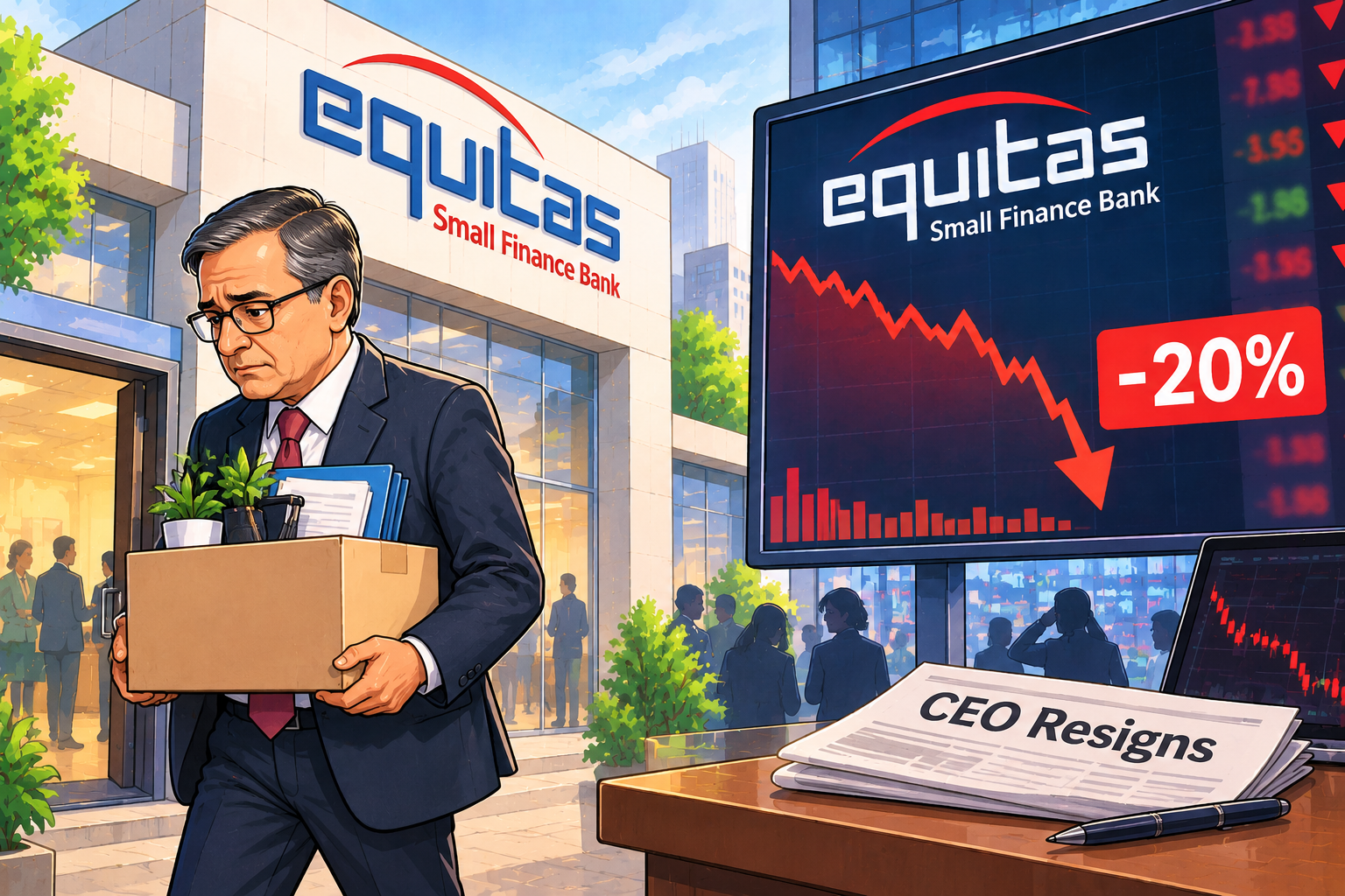 Equitas Small Finance Bank shares fall 20% after CEO resigns