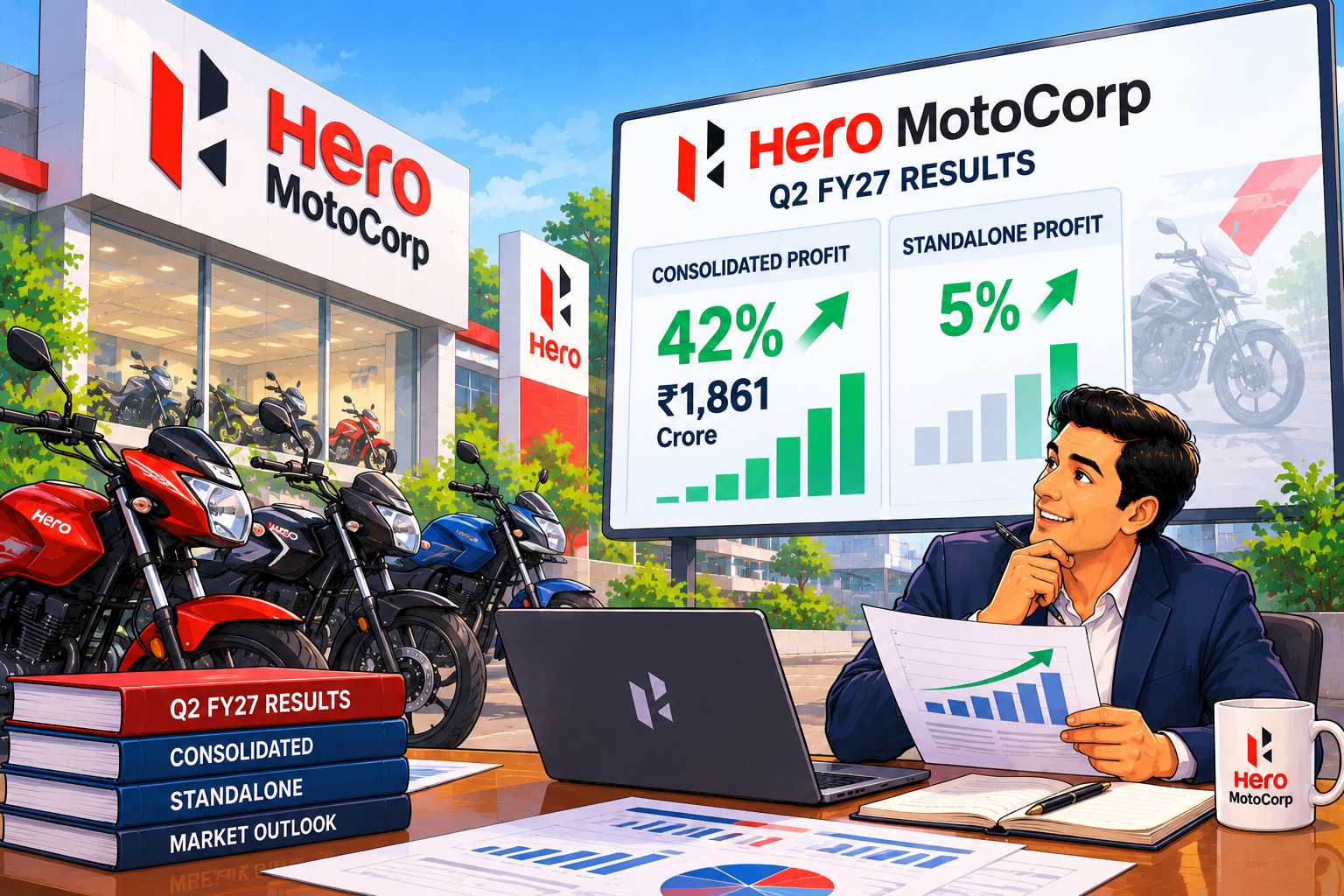 Hero MotoCorp Q2 FY27 Results: Consolidated Profit Jumps 42% to ₹1,861 Crore, Standalone Profit Up Only 5%