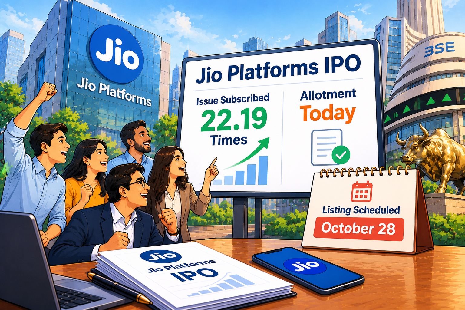 Jio Platforms IPO Allotment Today: Issue Subscribed 22.19 Times, Listing Scheduled for October 28
