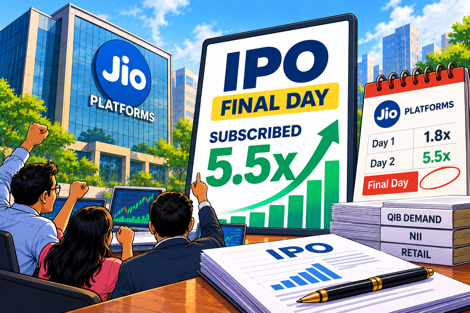 Jio Platforms IPO Final Day: Issue Subscribed About 5.5 Times After Day 2 as QIB Demand Leads