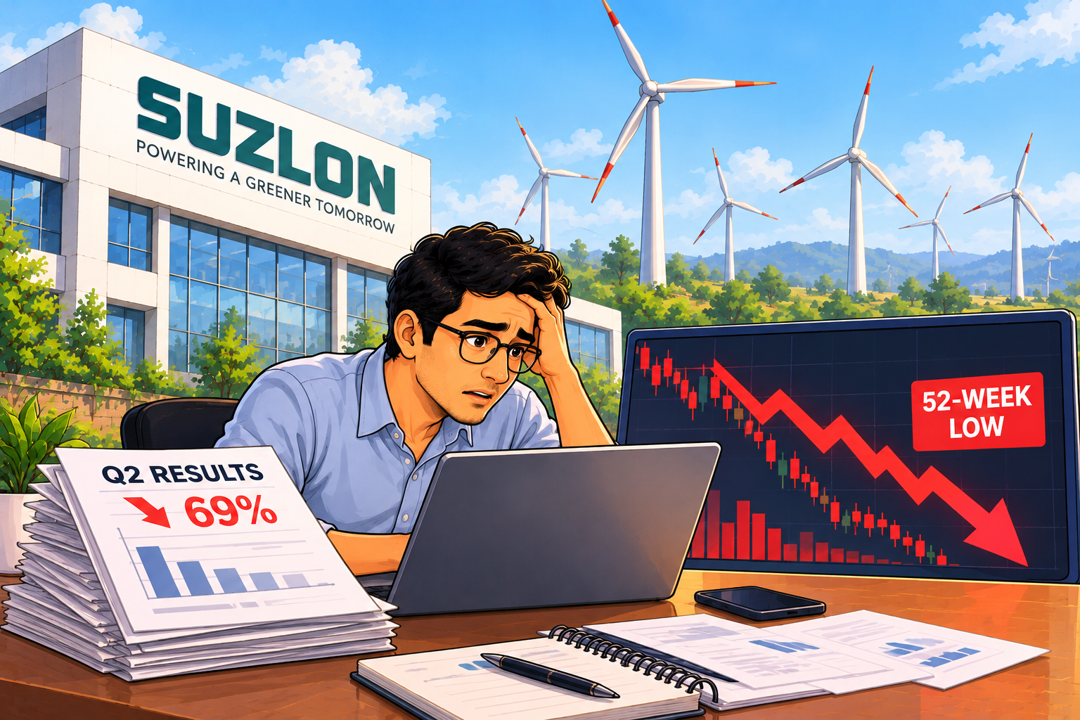 Suzlon Energy stock hits 52-week low as Q2 profit falls 69%