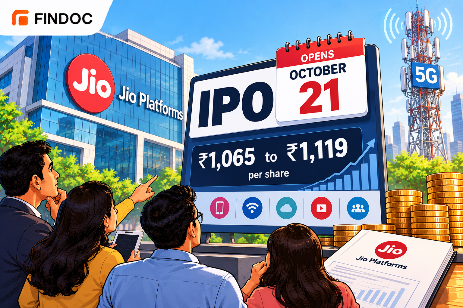 Jio Platforms IPO Opens October 21 at ₹1,065 to ₹1,119 a Share